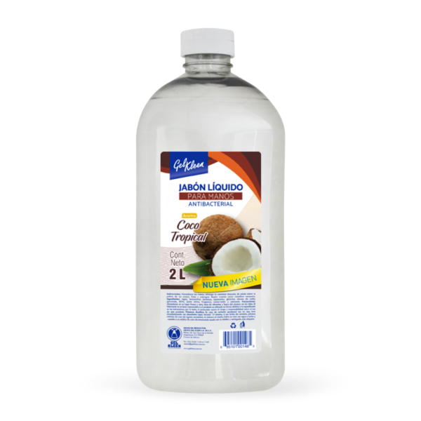 GelKleen jabon liquido antibacterial para manos aroma coco 2L