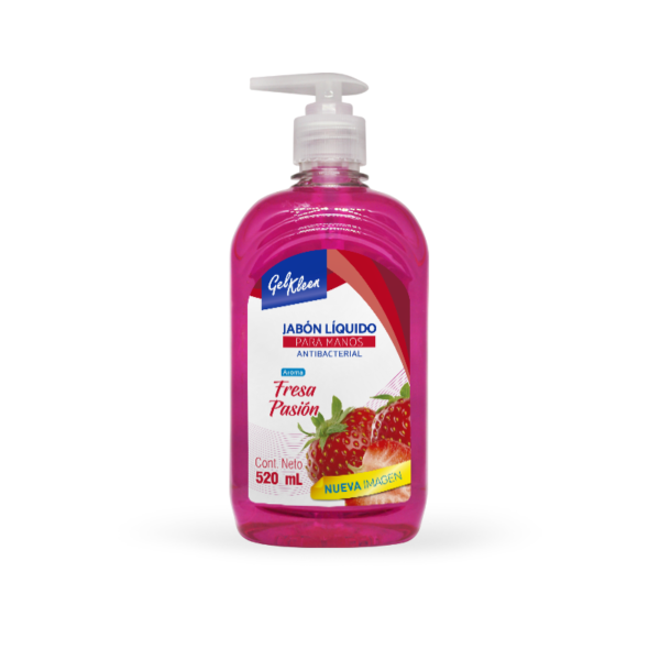 GelKleen jabon liquido antibacterial para manos aroma fresa 520 mL
