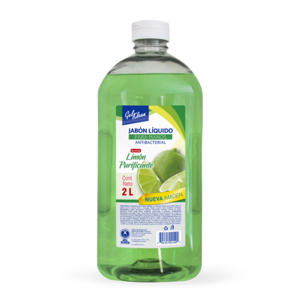 GelKleen jabon liquido antibacterial para manos aroma limon 2L